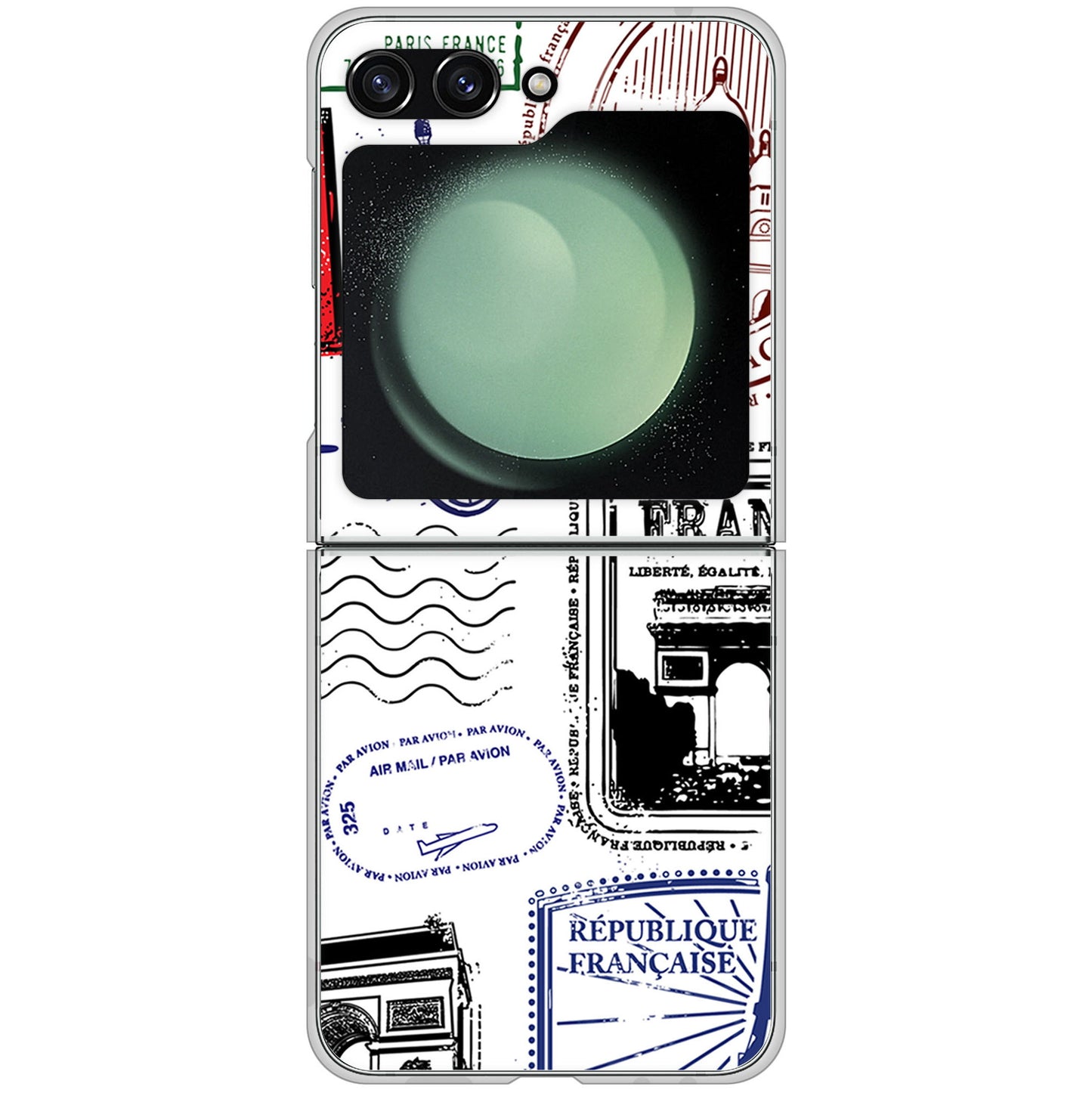 Galaxy Z Flip5 SCG23 au 高画質仕上げ 背面印刷 ハードケースLOVE フランス