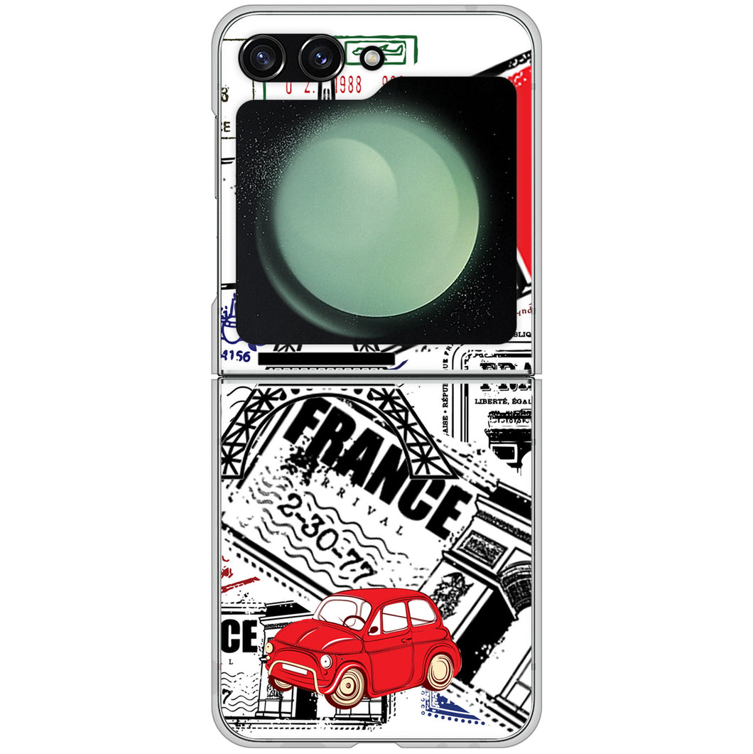 Galaxy Z Flip5 SCG23 au 高画質仕上げ 背面印刷 ハードケースLOVE フランス