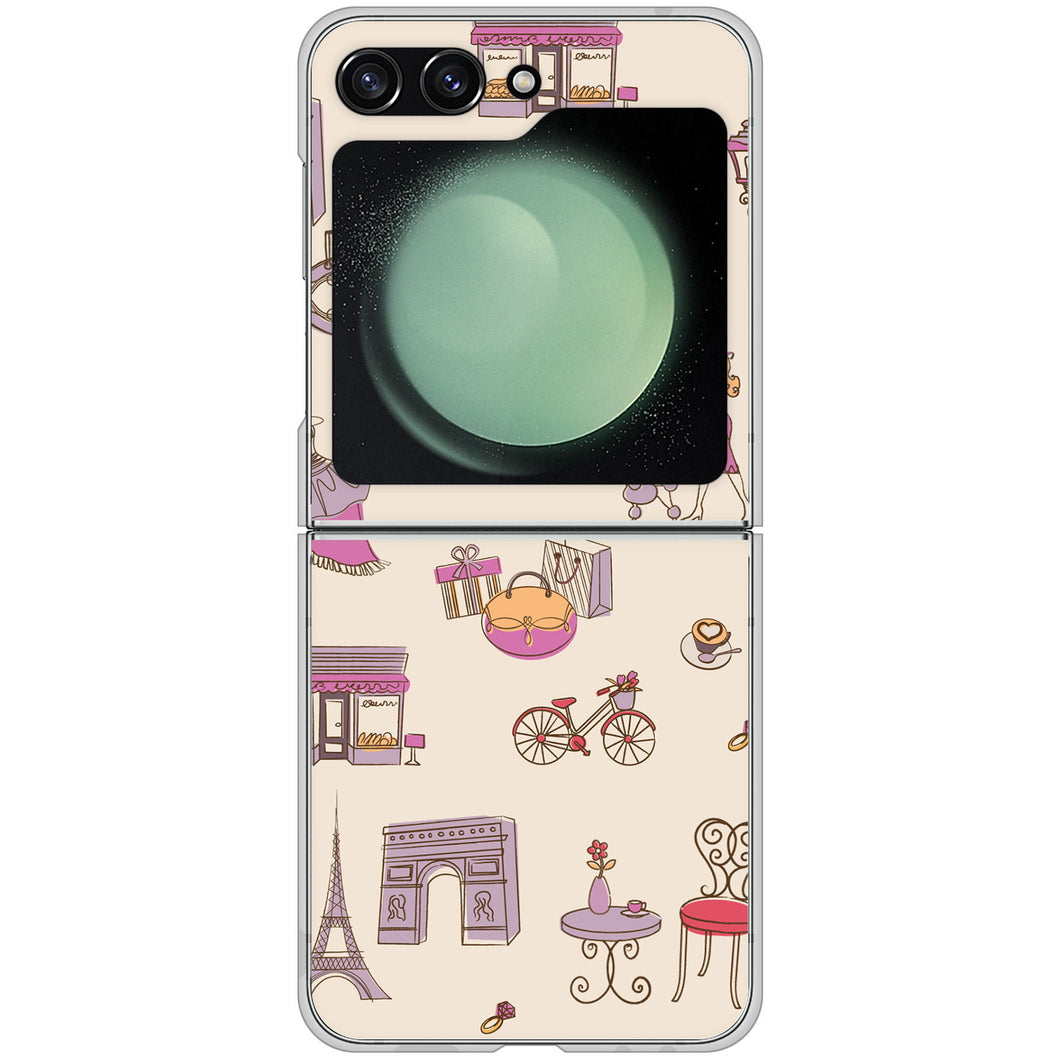 Galaxy Z Flip5 SCG23 au 高画質仕上げ 背面印刷 ハードケースLOVE フランス