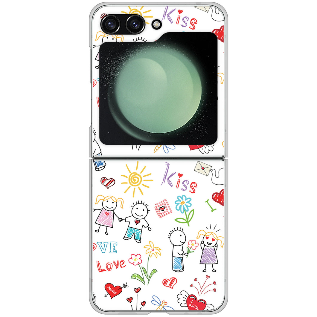 Galaxy Z Flip5 SCG23 au 高画質仕上げ 背面印刷 ハードケースカップル&ファミリー