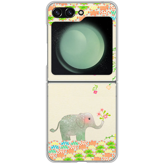 Galaxy Z Flip5 SCG23 au 高画質仕上げ 背面印刷 ハードケース 【1039 お散歩ゾウさん】