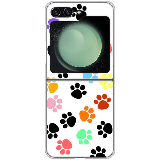 Galaxy Z Flip5 SCG23 au 高画質仕上げ 背面印刷 ハードケース 【1108 あしあとカラフル】