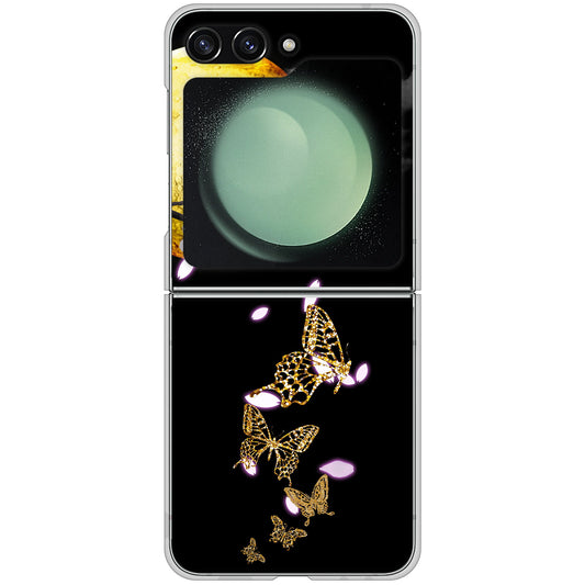 Galaxy Z Flip5 SCG23 au 高画質仕上げ 背面印刷 ハードケース 【1150 月に昇る蝶】