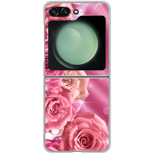 Galaxy Z Flip5 SCG23 au 高画質仕上げ 背面印刷 ハードケース 【1182 ピンクの薔薇に誘われて】