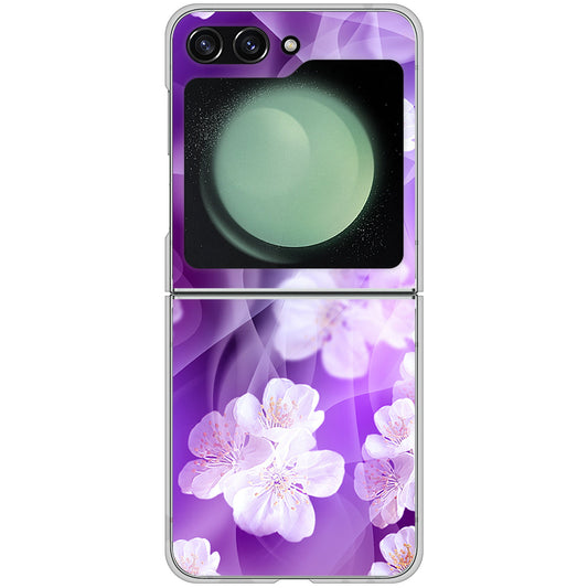 Galaxy Z Flip5 SCG23 au 高画質仕上げ 背面印刷 ハードケース 【1211 桜とパープルの風】