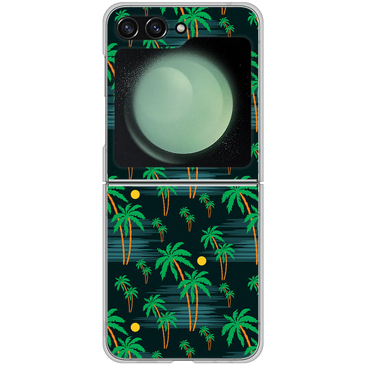 Galaxy Z Flip5 SCG23 au 高画質仕上げ 背面印刷 ハードケース 【1315 月夜とヤシ】