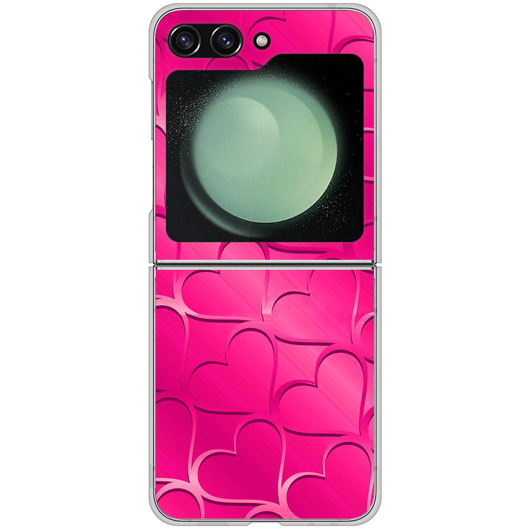 Galaxy Z Flip5 SCG23 au 高画質仕上げ 背面印刷 ハードケースかくれハート