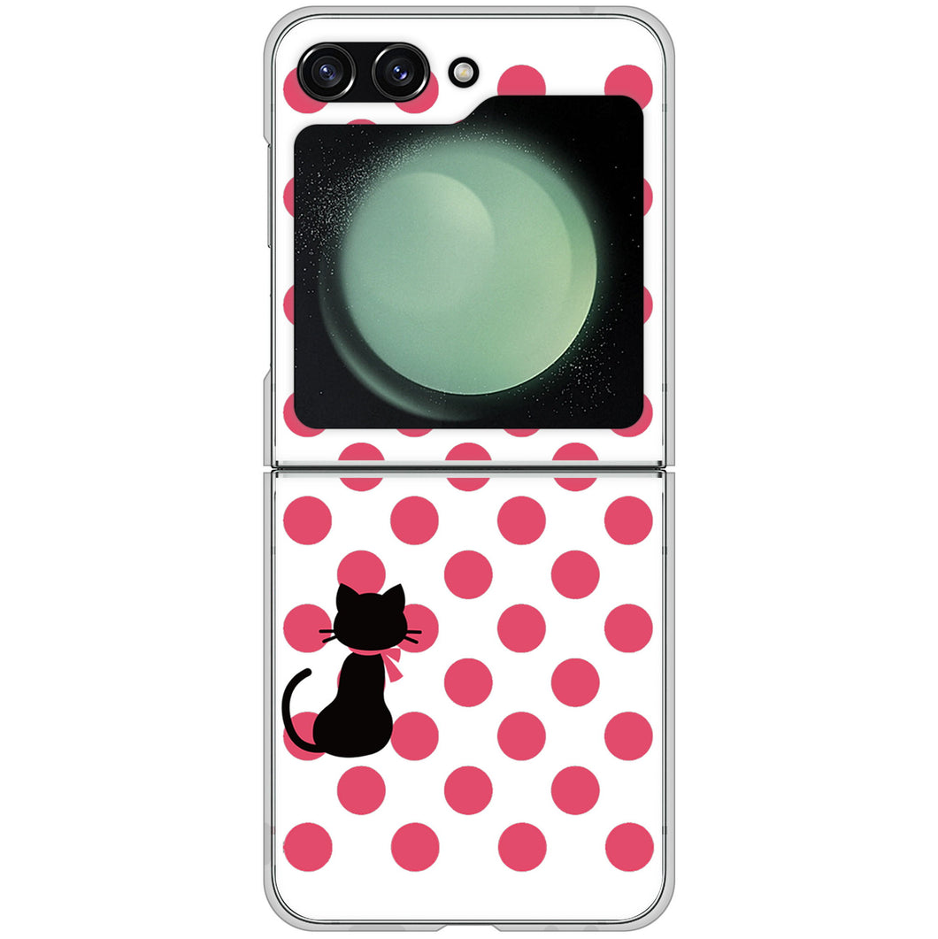 Galaxy Z Flip5 SCG23 au 高画質仕上げ 背面印刷 ハードケースネコとシンプルミルキー