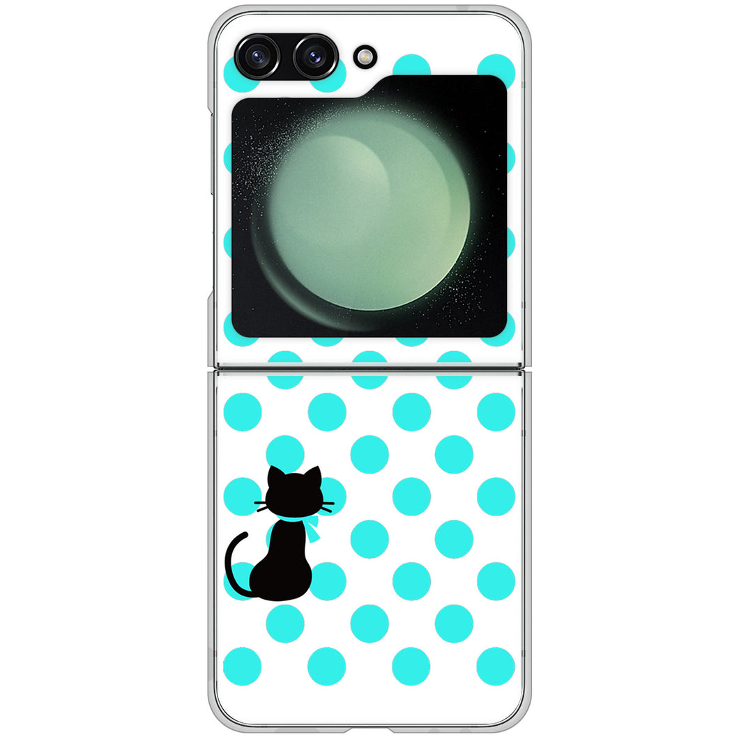 Galaxy Z Flip5 SCG23 au 高画質仕上げ 背面印刷 ハードケースネコとシンプルミルキー