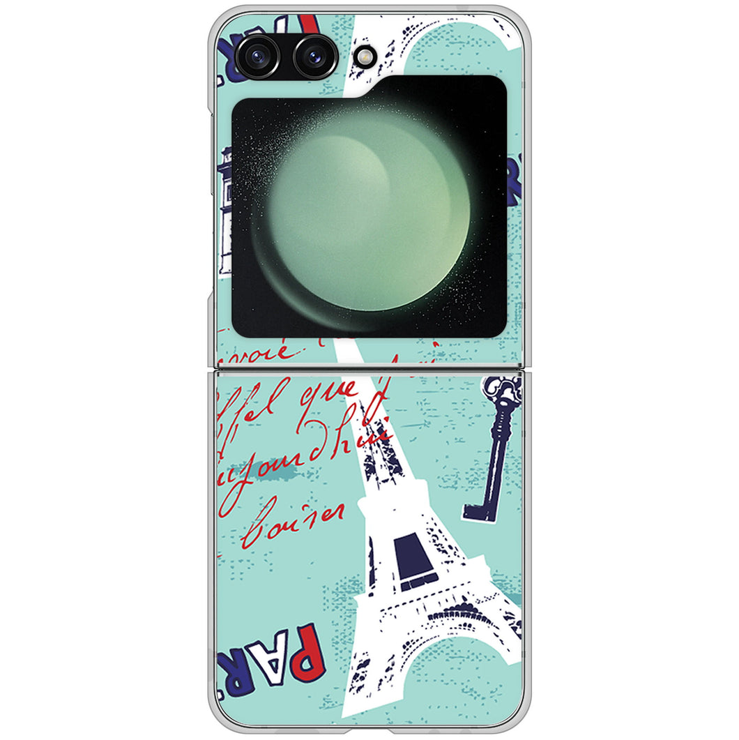 Galaxy Z Flip5 SCG23 au 高画質仕上げ 背面印刷 ハードケースビューティフルパリレッド