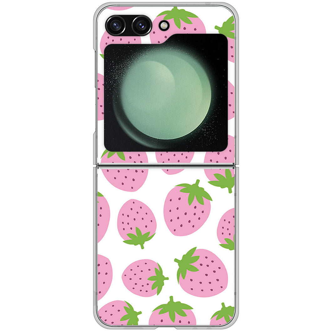 Galaxy Z Flip5 SCG23 au 高画質仕上げ 背面印刷 ハードケース小さいイチゴ模様