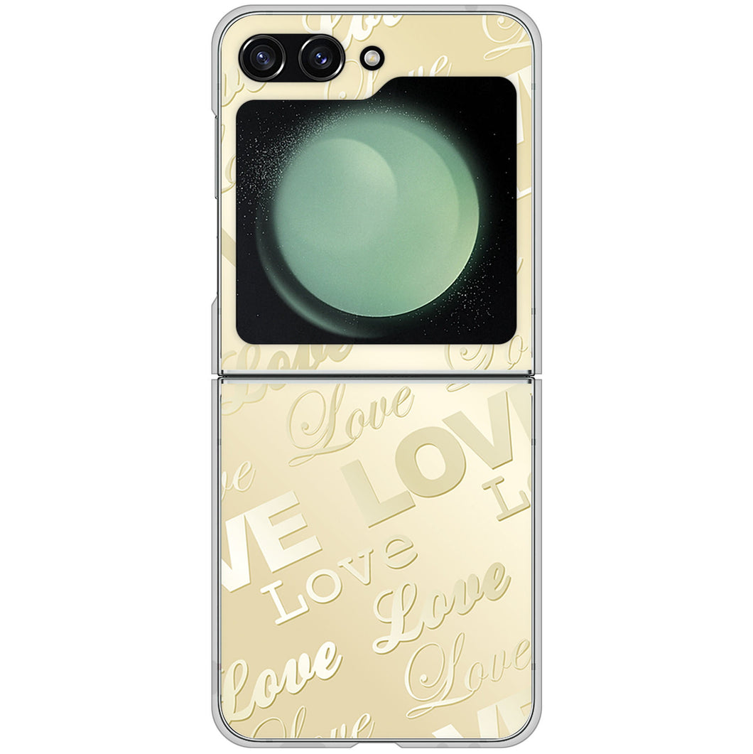 Galaxy Z Flip5 SCG23 au 高画質仕上げ 背面印刷 ハードケースエンボス風LOVEリンク