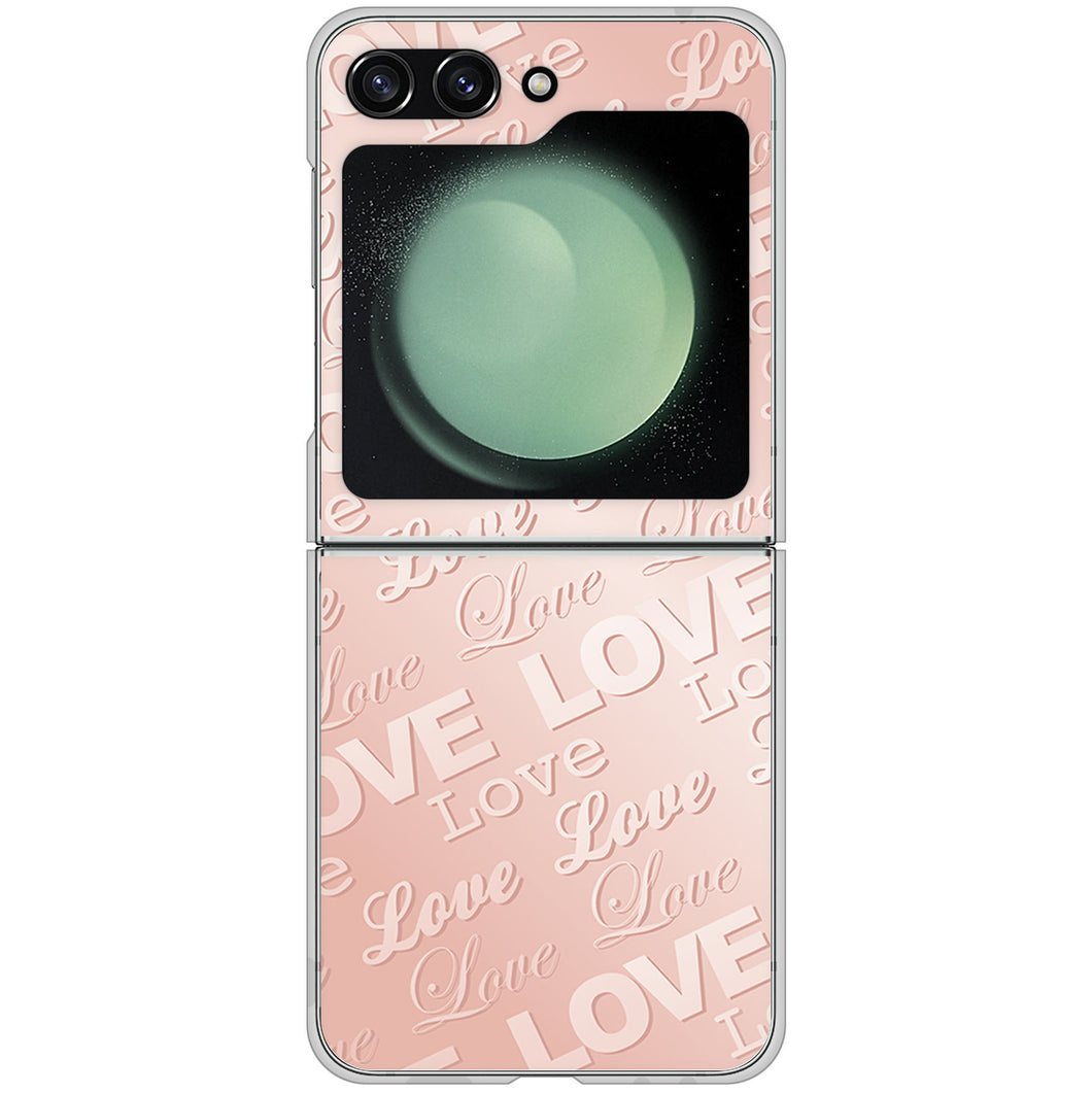 Galaxy Z Flip5 SCG23 au 高画質仕上げ 背面印刷 ハードケースエンボス風LOVEリンク