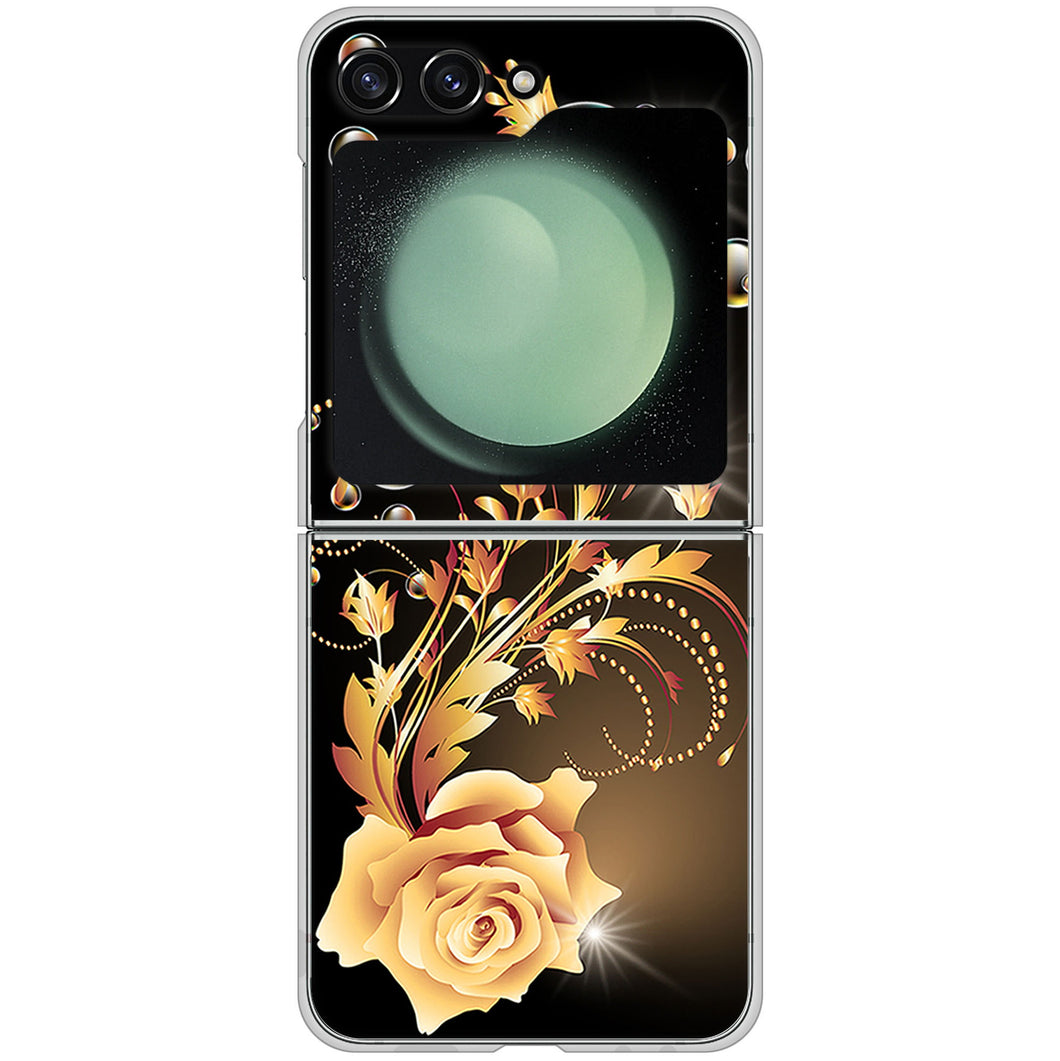 Galaxy Z Flip5 SCG23 au 高画質仕上げ 背面印刷 ハードケースロマンチックなバラ