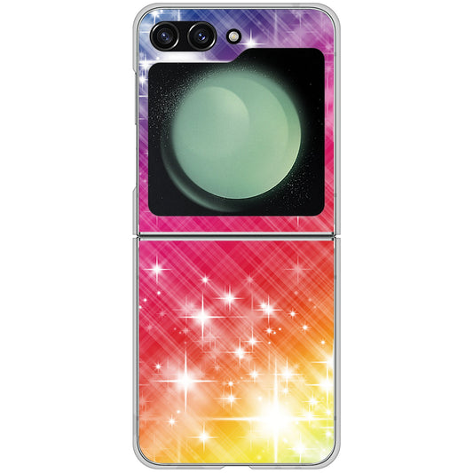 Galaxy Z Flip5 SCG23 au 高画質仕上げ 背面印刷 ハードケース 【VA872 レインボーフレーム】