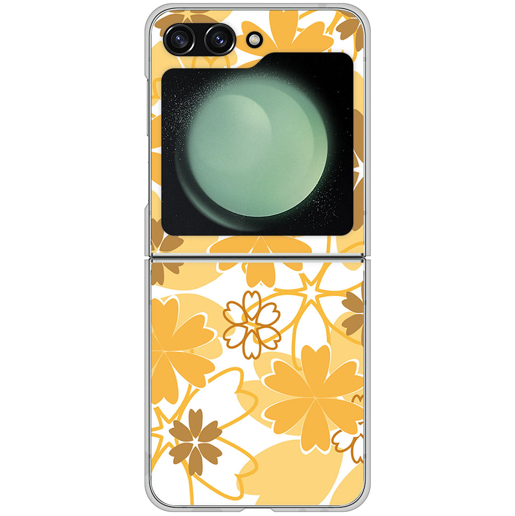 Galaxy Z Flip5 SCG23 au 高画質仕上げ 背面印刷 ハードケース重なり合う花