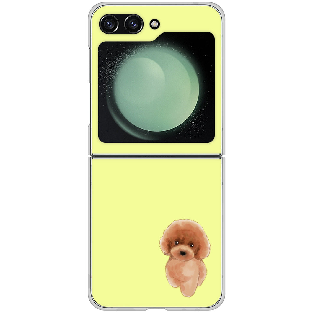 Galaxy Z Flip5 SCG23 au 高画質仕上げ 背面印刷 ハードケーストイプードルレッド