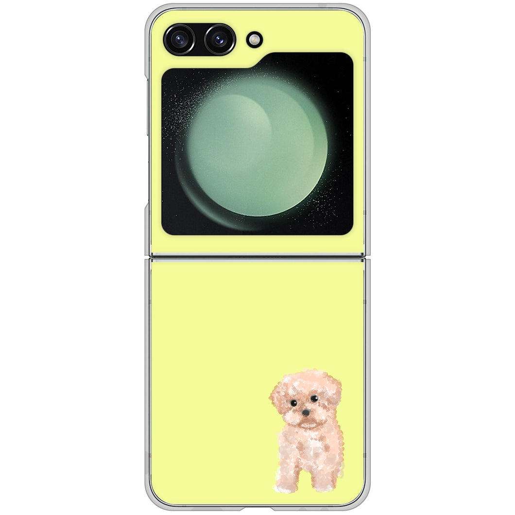 Galaxy Z Flip5 SCG23 au 高画質仕上げ 背面印刷 ハードケーストイプードルアプリコット