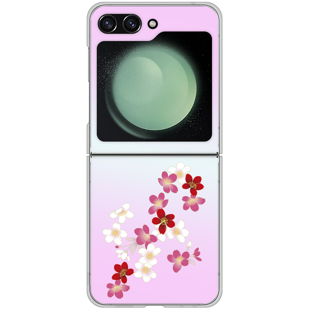 Galaxy Z Flip5 SCG23 au 高画質仕上げ 背面印刷 ハードケース和花柄