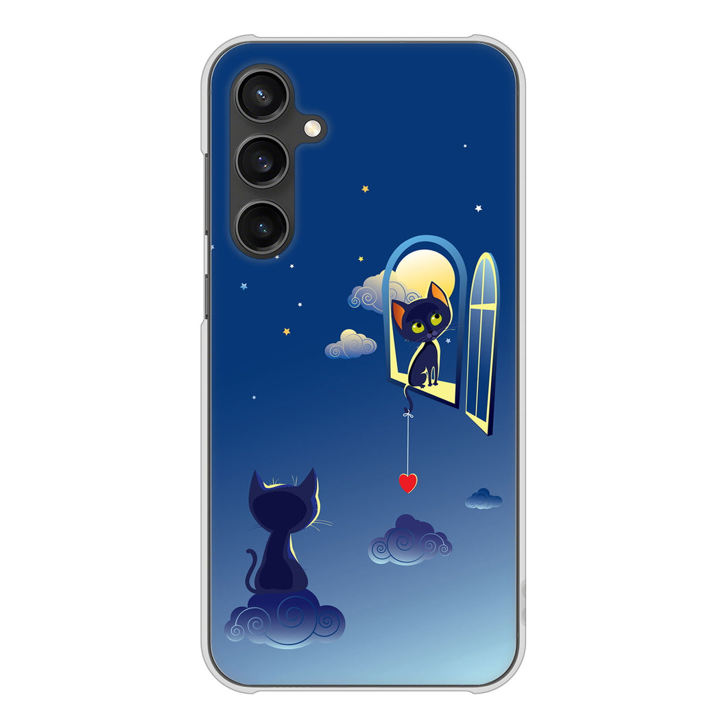 Galaxy S23 FE SCG24 au 高画質仕上げ 背面印刷 ハードケース夜とネコ