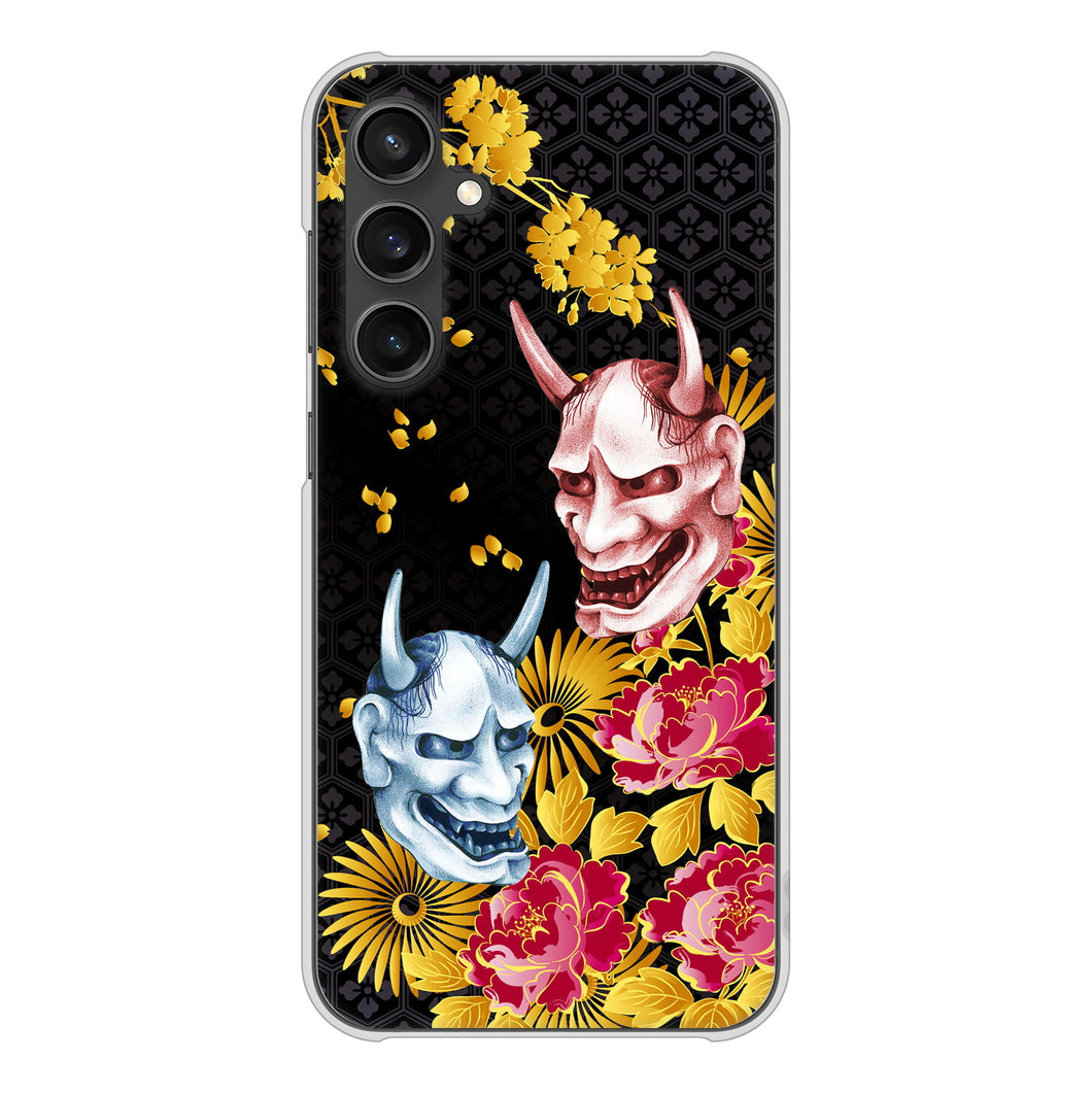 Galaxy S23 FE SCG24 au 高画質仕上げ 背面印刷 ハードケース 【1024 般若と牡丹2】