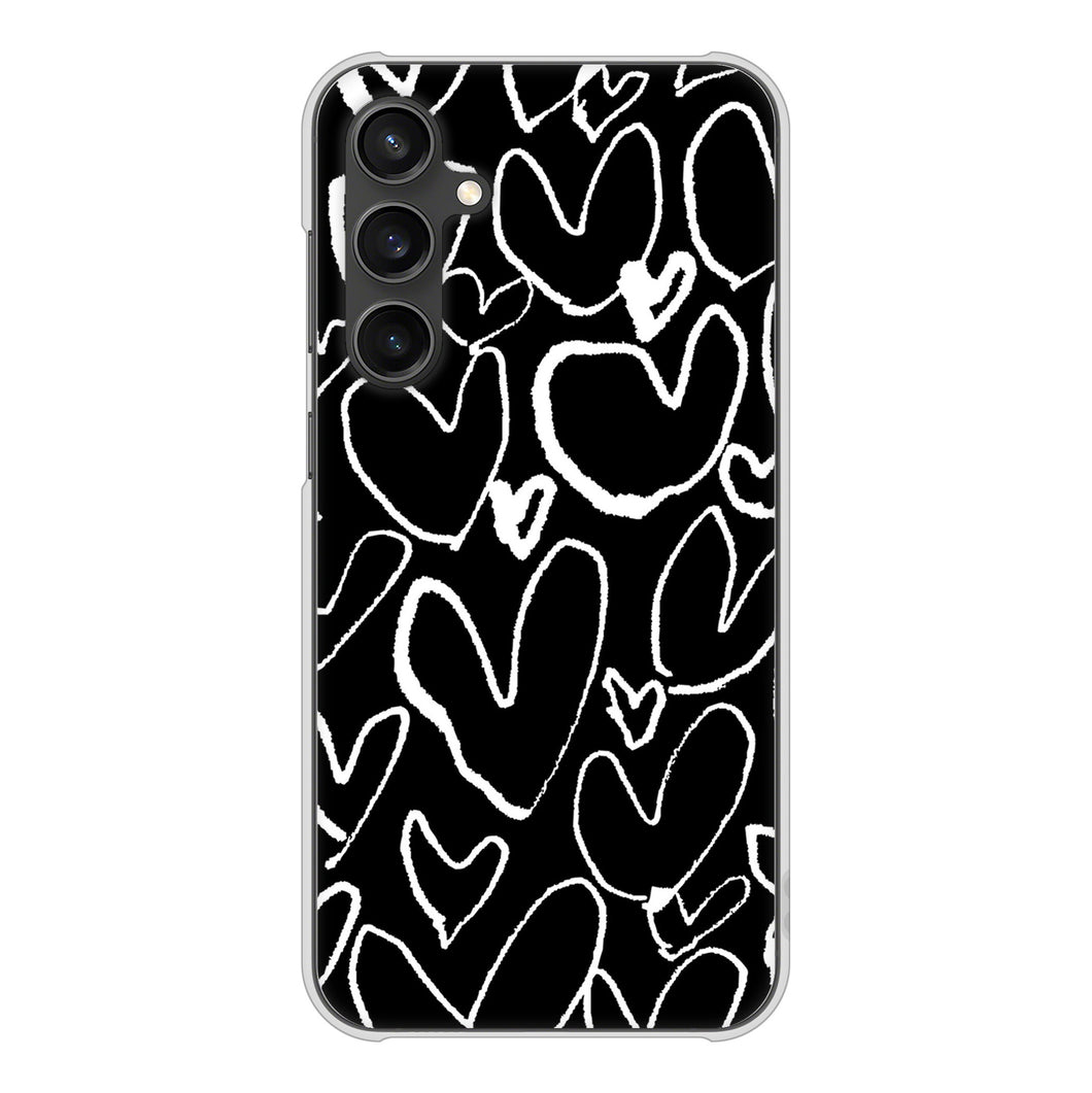 Galaxy S23 FE SCG24 au 高画質仕上げ 背面印刷 ハードケース 【1124 ハート BK&WH】