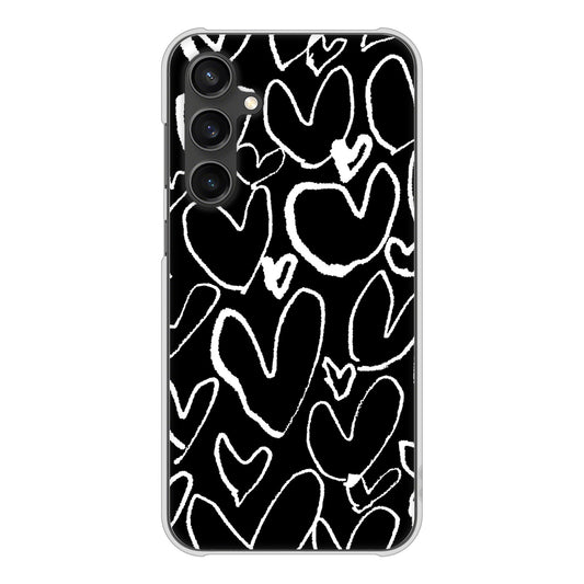 Galaxy S23 FE SCG24 au 高画質仕上げ 背面印刷 ハードケース 【1124 ハート BK&WH】