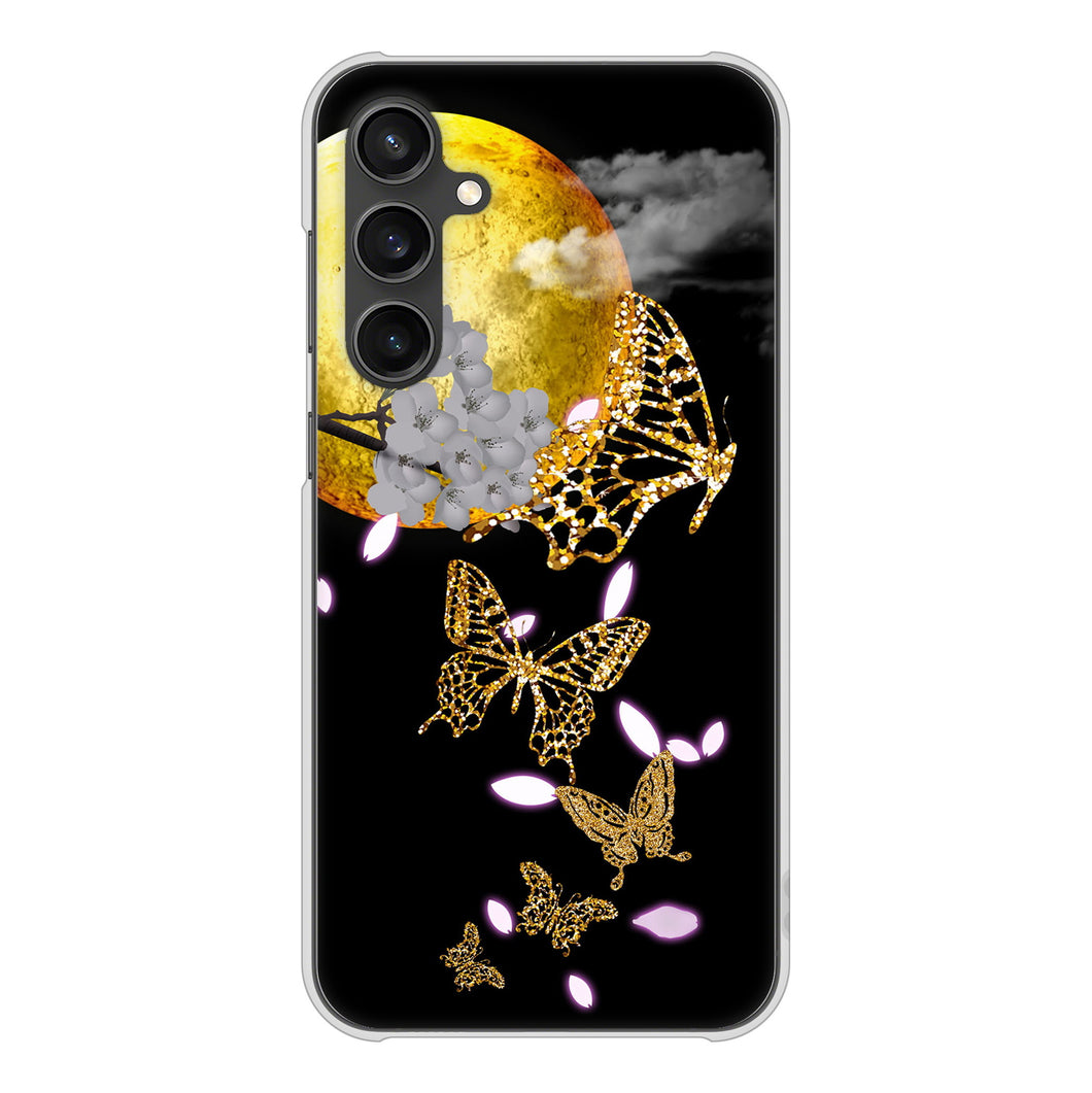 Galaxy S23 FE SCG24 au 高画質仕上げ 背面印刷 ハードケース 【1150 月に昇る蝶】