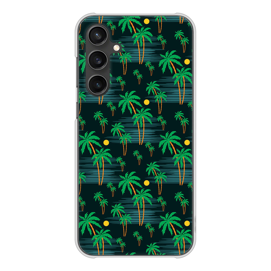 Galaxy S23 FE SCG24 au 高画質仕上げ 背面印刷 ハードケース 【1315 月夜とヤシ】