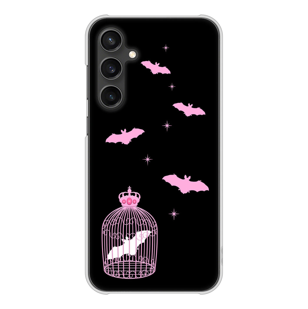 Galaxy S23 FE SCG24 au 高画質仕上げ 背面印刷 ハードケースむかいあぐる こうもりの王冠鳥かご