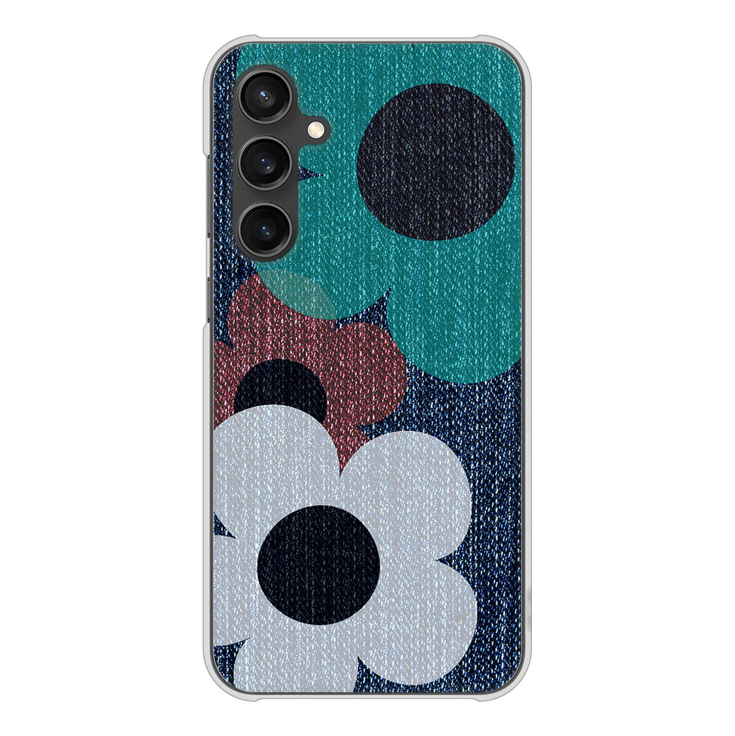 Galaxy S23 FE SCG24 au 高画質仕上げ 背面印刷 ハードケース 【EK869 ルーズフラワーinデニム風】