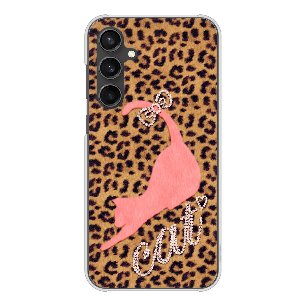 Galaxy S23 FE SCG24 au 高画質仕上げ 背面印刷 ハードケース 【KG801 キャットレオパード(ブラウン)】