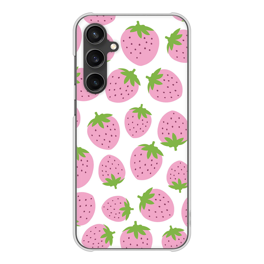 Galaxy S23 FE SCG24 au 高画質仕上げ 背面印刷 ハードケース小さいイチゴ模様