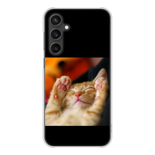 Galaxy S23 FE SCG24 au 高画質仕上げ 背面印刷 ハードケース 【VA804 爆睡するネコ】