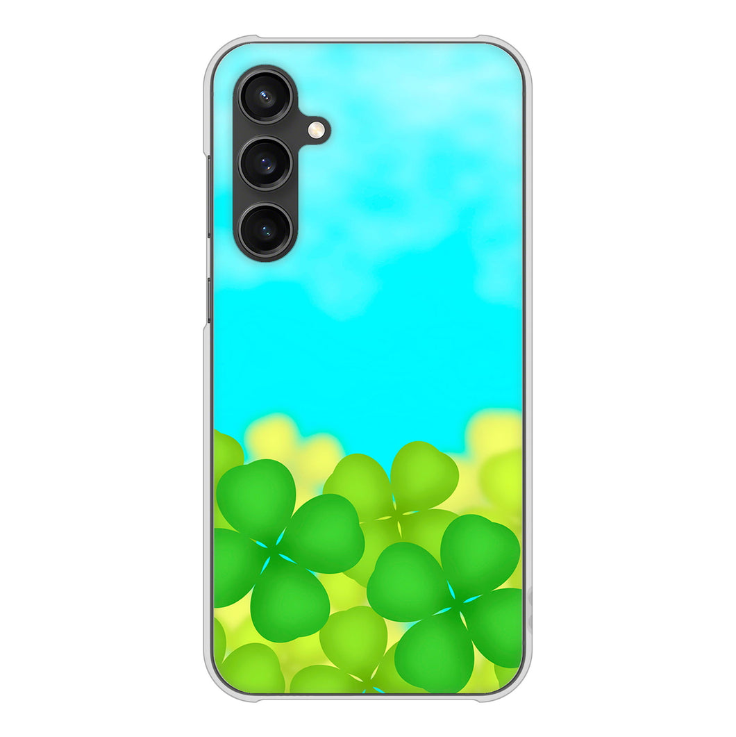 Galaxy S23 FE SCG24 au 高画質仕上げ 背面印刷 ハードケース 【VA820 四葉のクローバー畑】