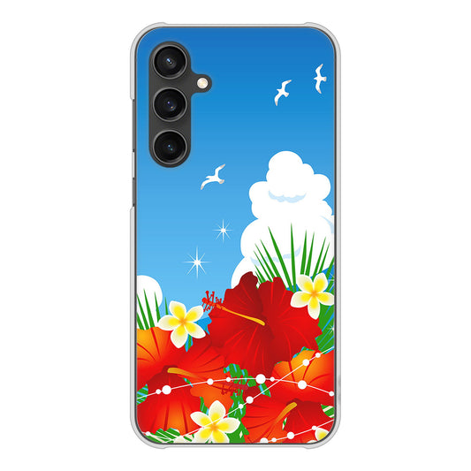 Galaxy S23 FE SCG24 au 高画質仕上げ 背面印刷 ハードケース 【VA821 ハイビスカスと青空】