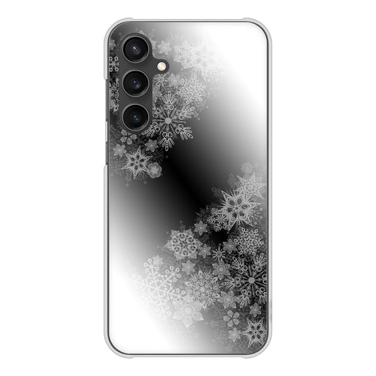 Galaxy S23 FE SCG24 au 高画質仕上げ 背面印刷 ハードケース 【YJ340 モノトーン 雪の結晶 】