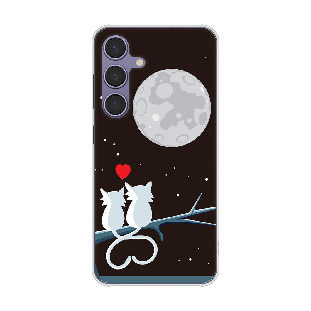 Galaxy S24 SCG25 au 高画質仕上げ 背面印刷 ハードケース夜とネコ