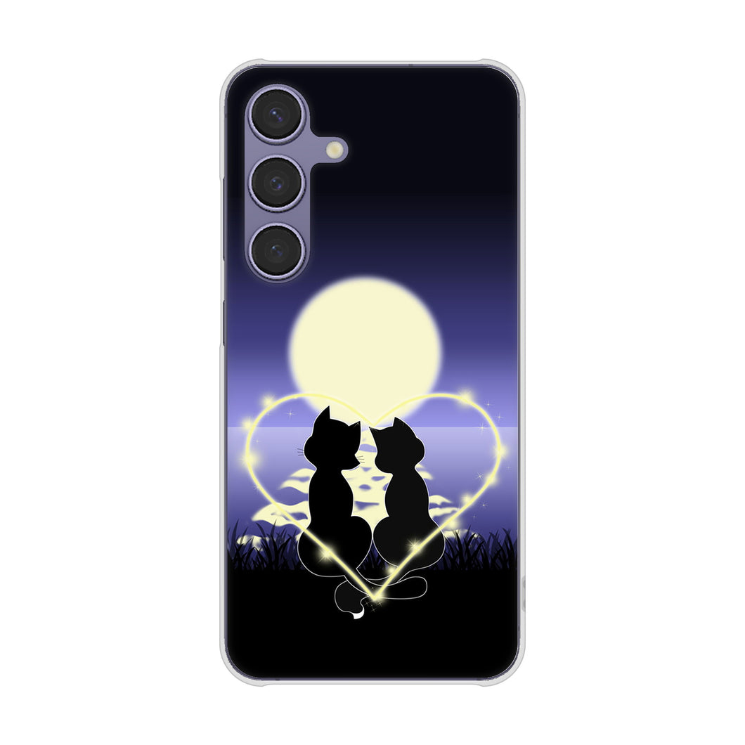 Galaxy S24 SCG25 au 高画質仕上げ 背面印刷 ハードケース夜とネコ