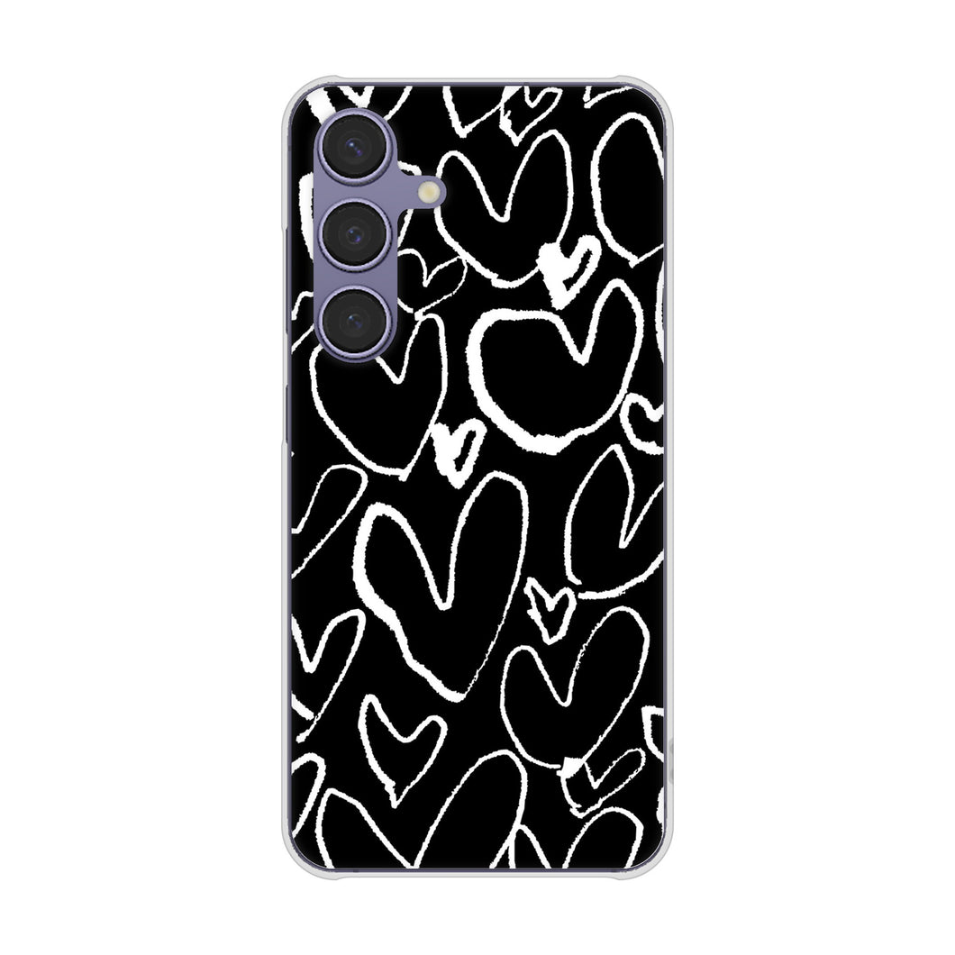 Galaxy S24 SCG25 au 高画質仕上げ 背面印刷 ハードケース 【1124 ハート BK&WH】