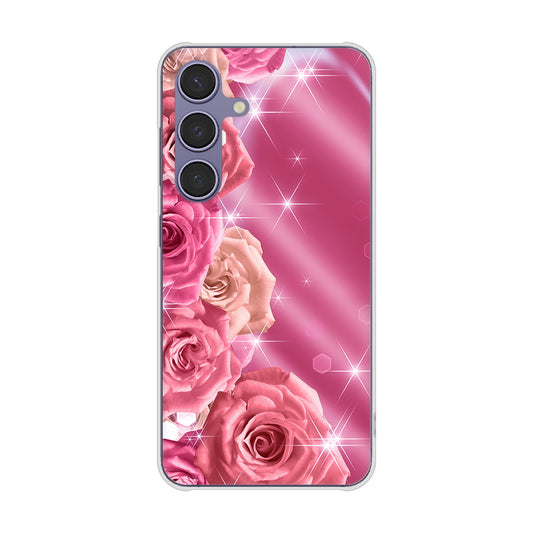 Galaxy S24 SCG25 au 高画質仕上げ 背面印刷 ハードケース 【1182 ピンクの薔薇に誘われて】
