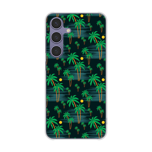 Galaxy S24 SCG25 au 高画質仕上げ 背面印刷 ハードケース 【1315 月夜とヤシ】