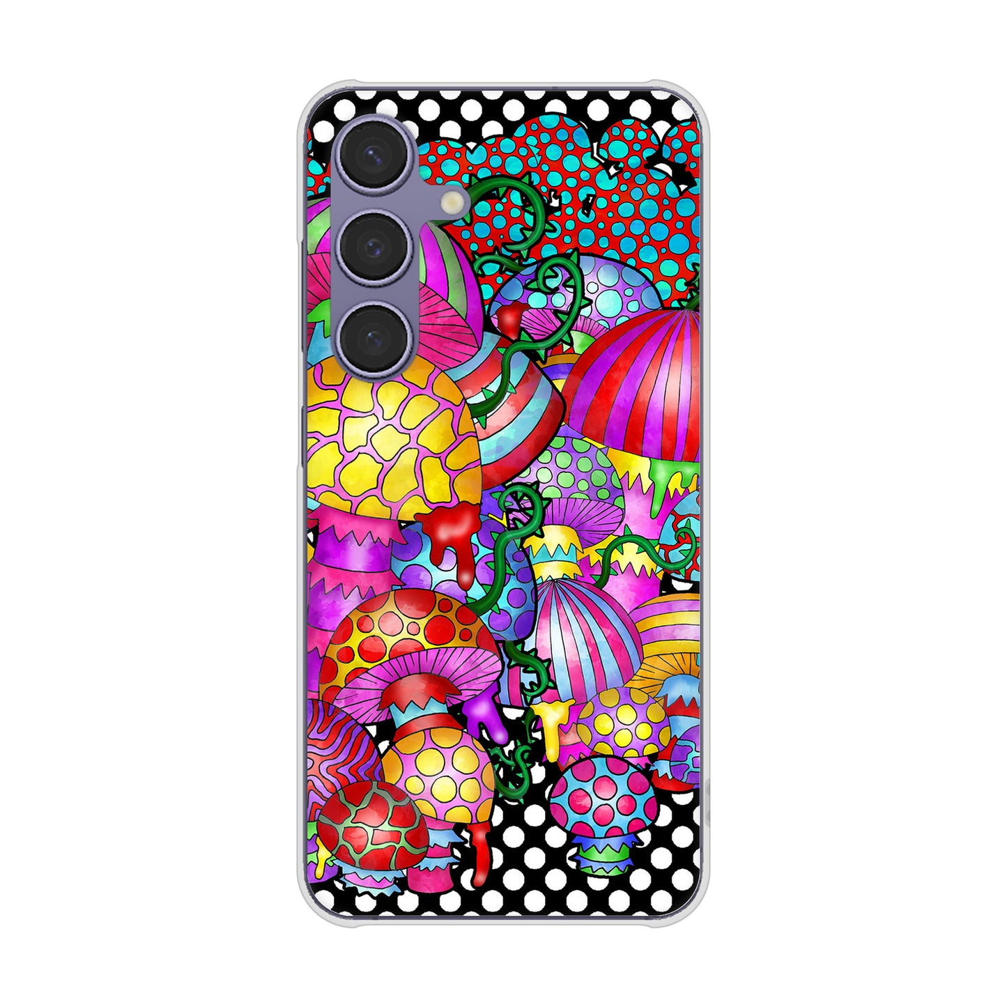 Galaxy S24 SCG25 au 高画質仕上げ 背面印刷 ハードケースむかいあぐる きのこ