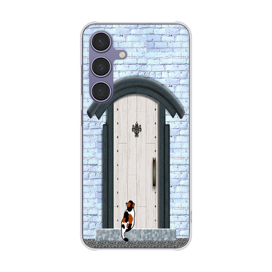 Galaxy S24 SCG25 au 高画質仕上げ 背面印刷 ハードケース猫とドア