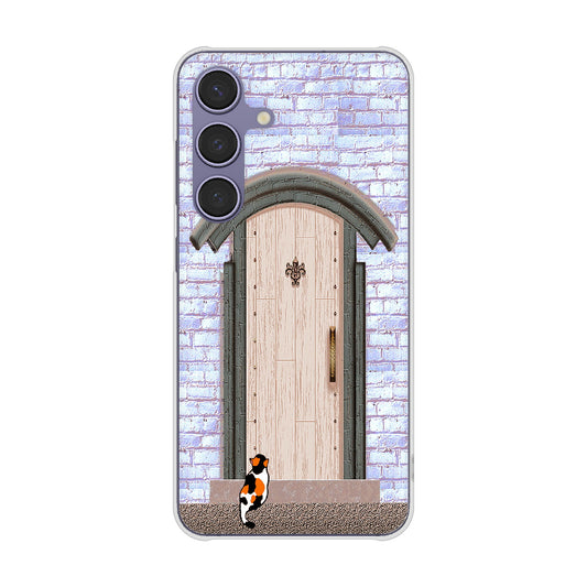 Galaxy S24 SCG25 au 高画質仕上げ 背面印刷 ハードケース猫とドア