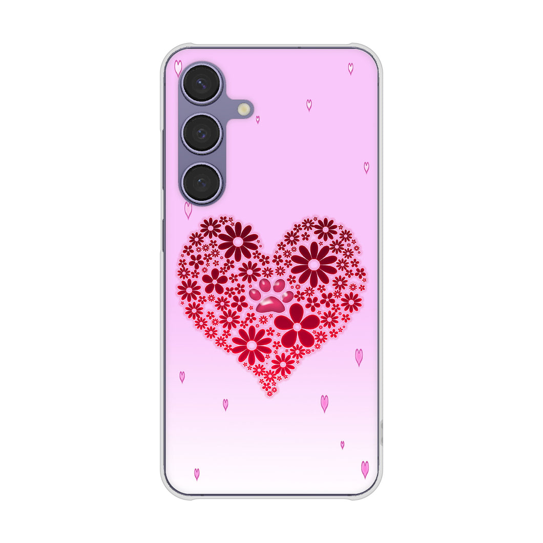 Galaxy S24 SCG25 au 高画質仕上げ 背面印刷 ハードケースハートと肉球