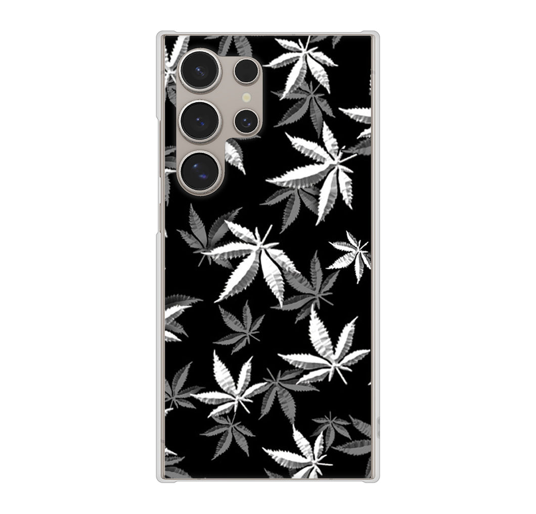 Galaxy S24 Ultra SCG26 au 高画質仕上げ 背面印刷 ハードケース 【064 モノトーン大麻ブラック】