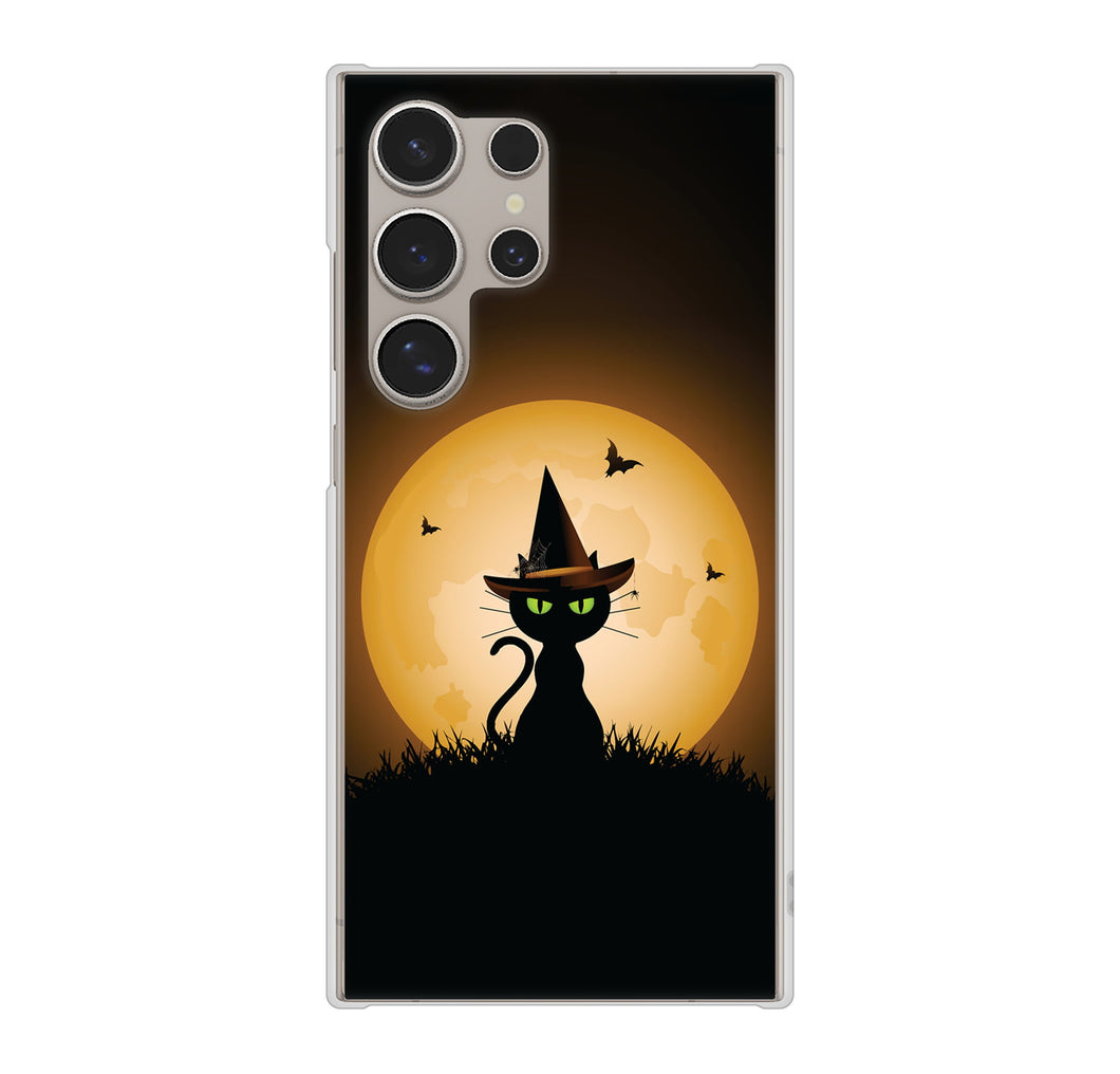 Galaxy S24 Ultra SCG26 au 高画質仕上げ 背面印刷 ハードケース夜とネコ