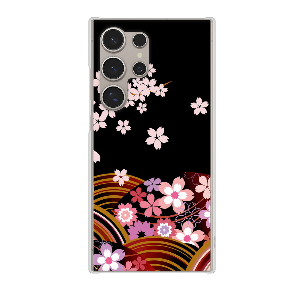 Galaxy S24 Ultra SCG26 au 高画質仕上げ 背面印刷 ハードケース 【1237 和柄&筆文字・夜桜の宴】