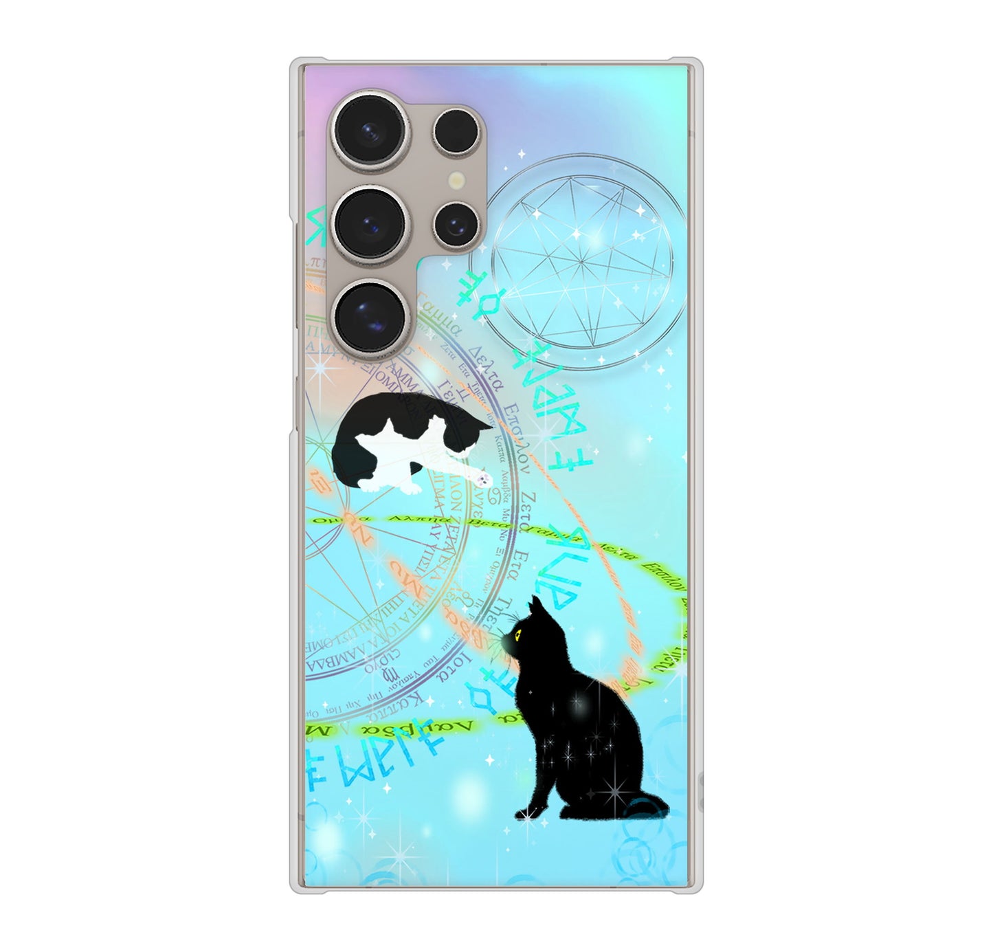 Galaxy S24 Ultra SCG26 au 高画質仕上げ 背面印刷 ハードケース魔法陣猫